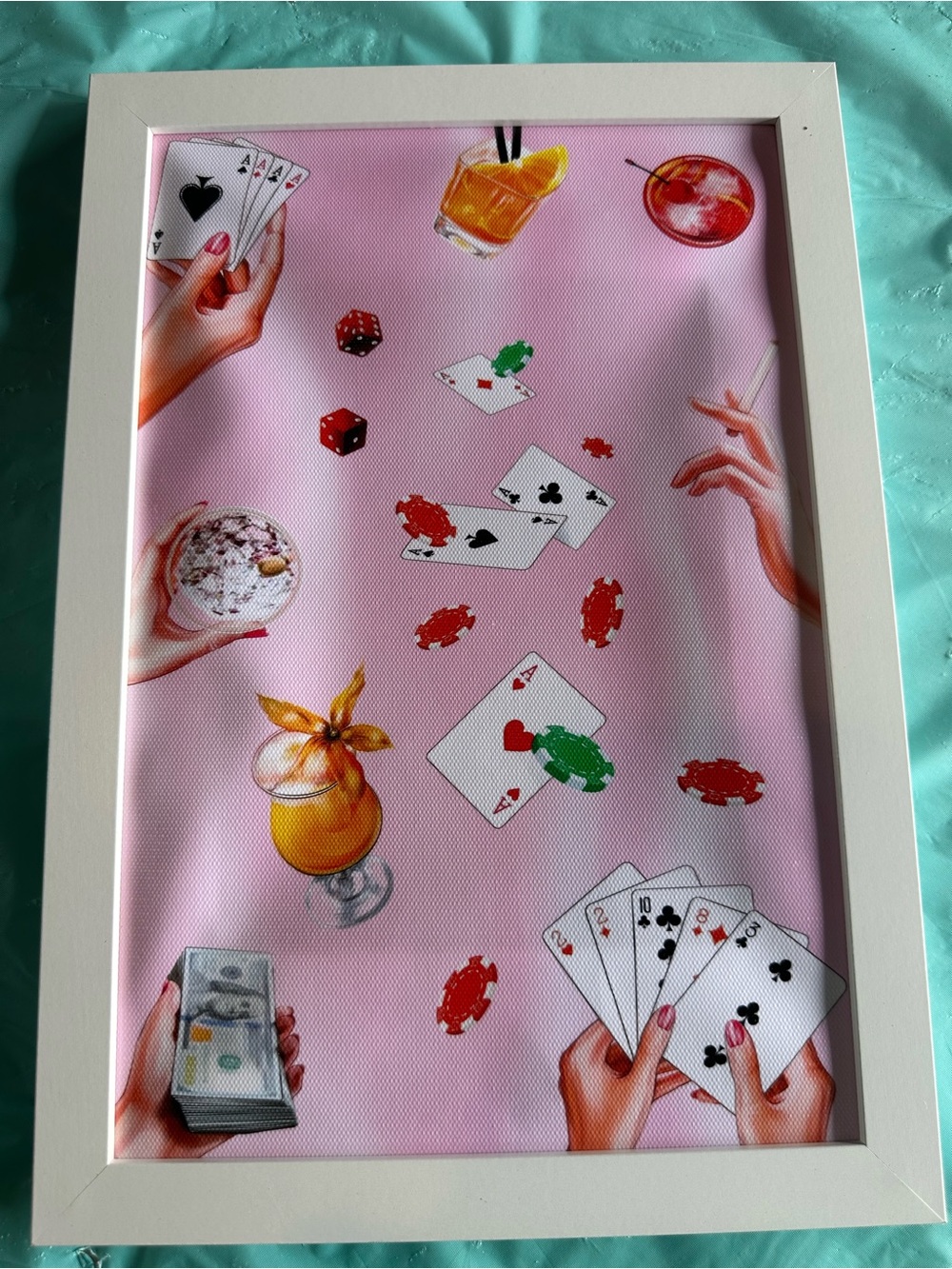 Casino Cards & Cocktails Art Print - Pink